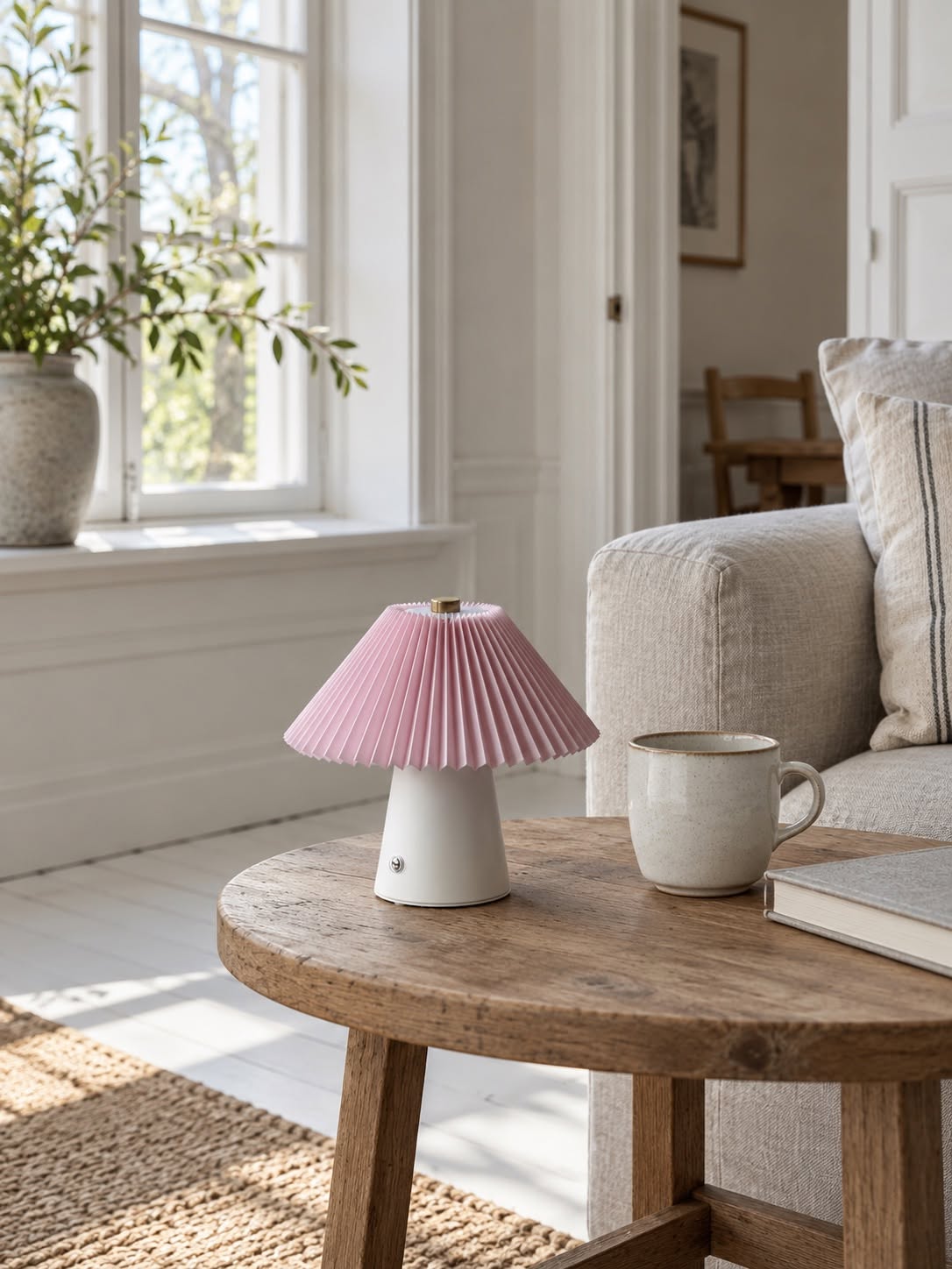Bordslampa plissé uppladdningsbar - Rosa