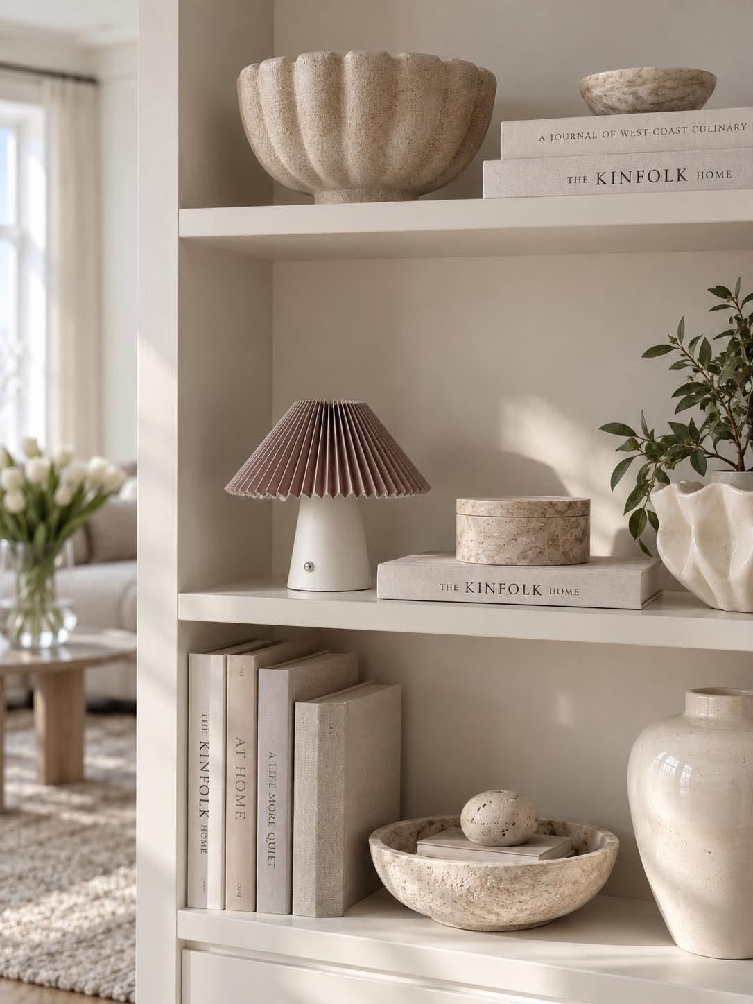 Bordslampa plisse uppladdningsbar - Sand