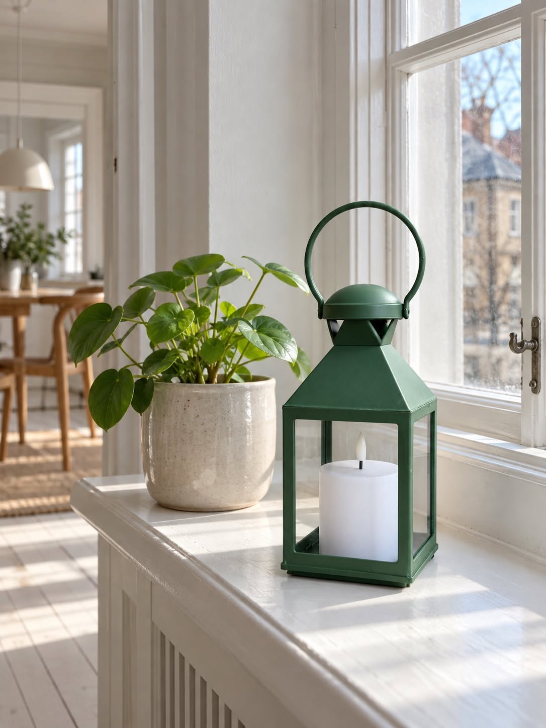 Lykta med blockljus - Grön