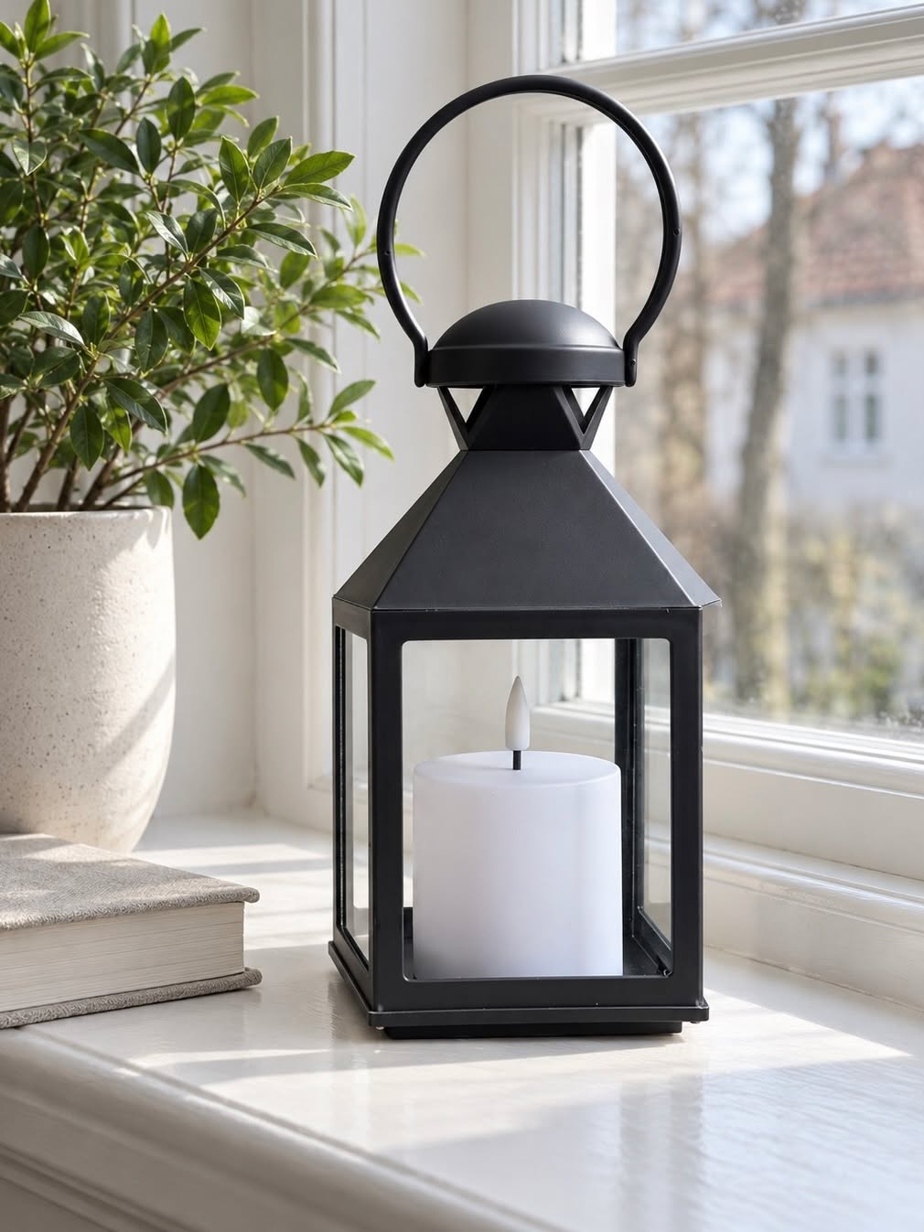 Lykta med blockljus - Black