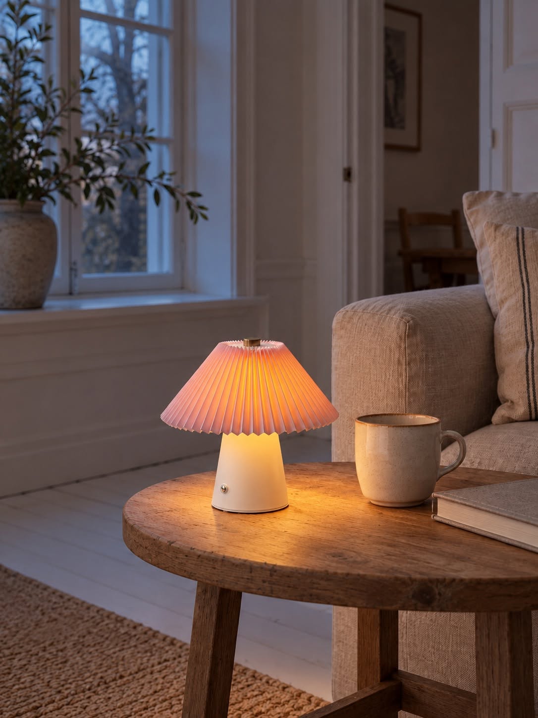 Bordslampa plissé uppladdningsbar - Rosa
