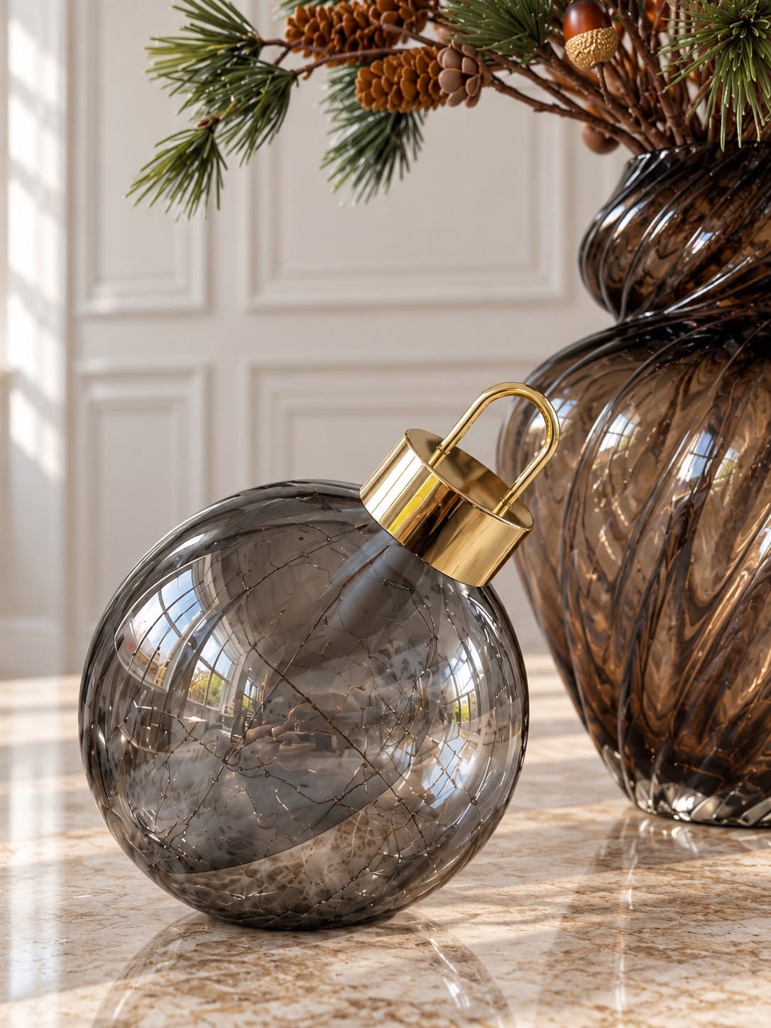 Julekugle twinkling - Grey