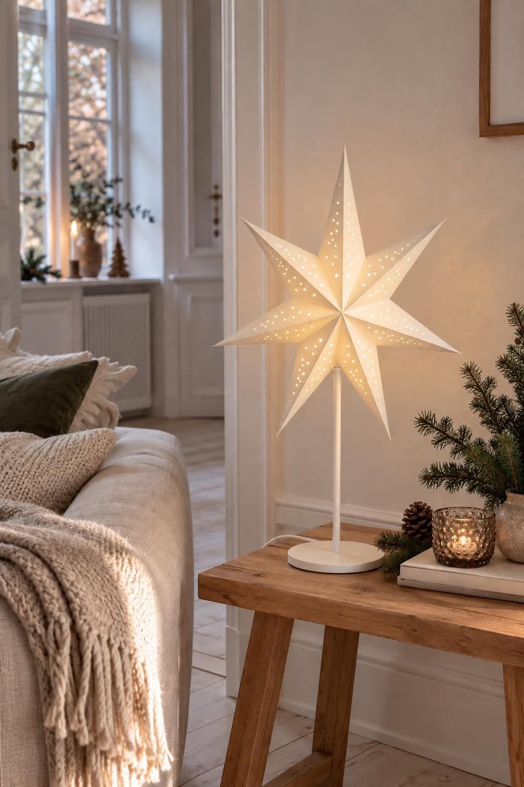 Stjerne bordlampe - Hvid