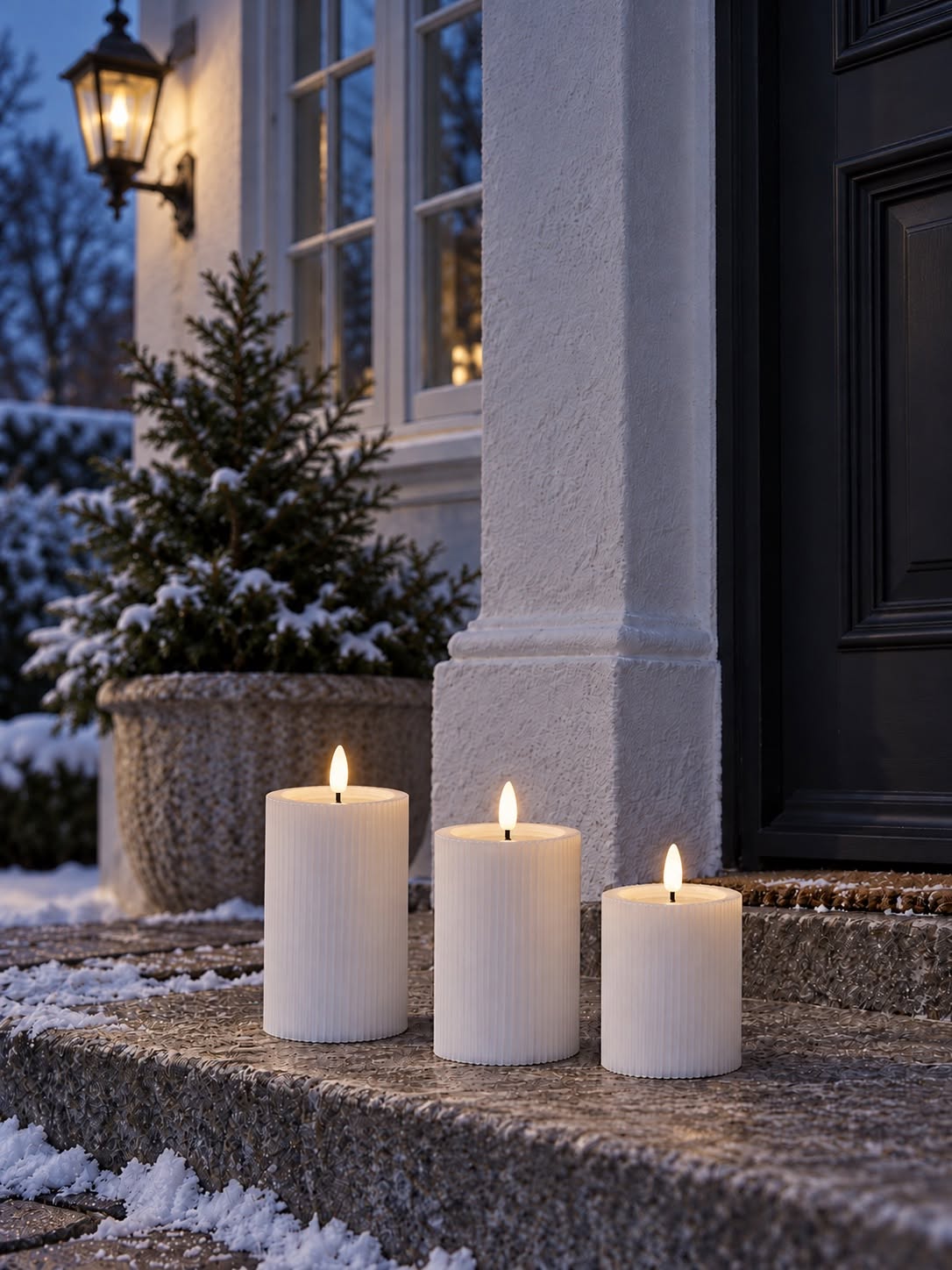 Utomhus LED-blockljus - Vit med räfflor 10 cm