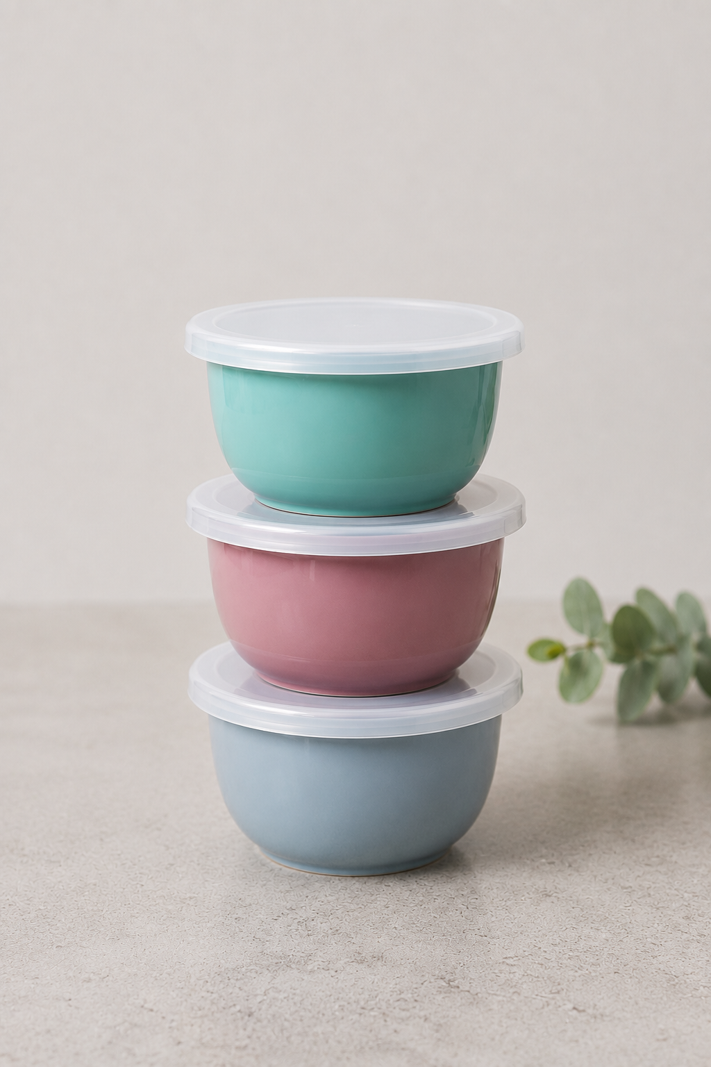 Skålar med lock PASTEL – Set med 3 skålar