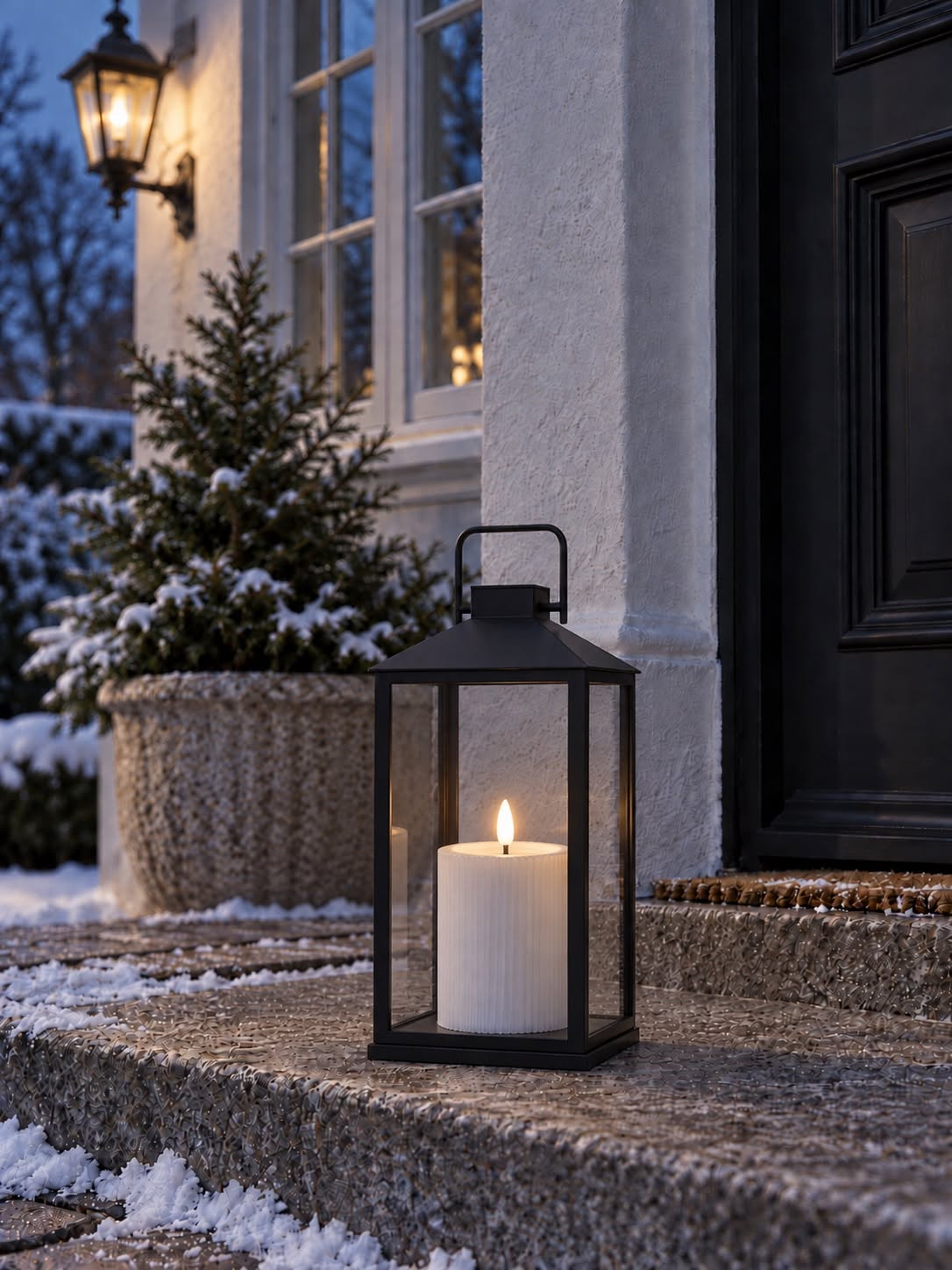 Utomhus LED-blockljus - Vitt med räfflor 12,5 cm