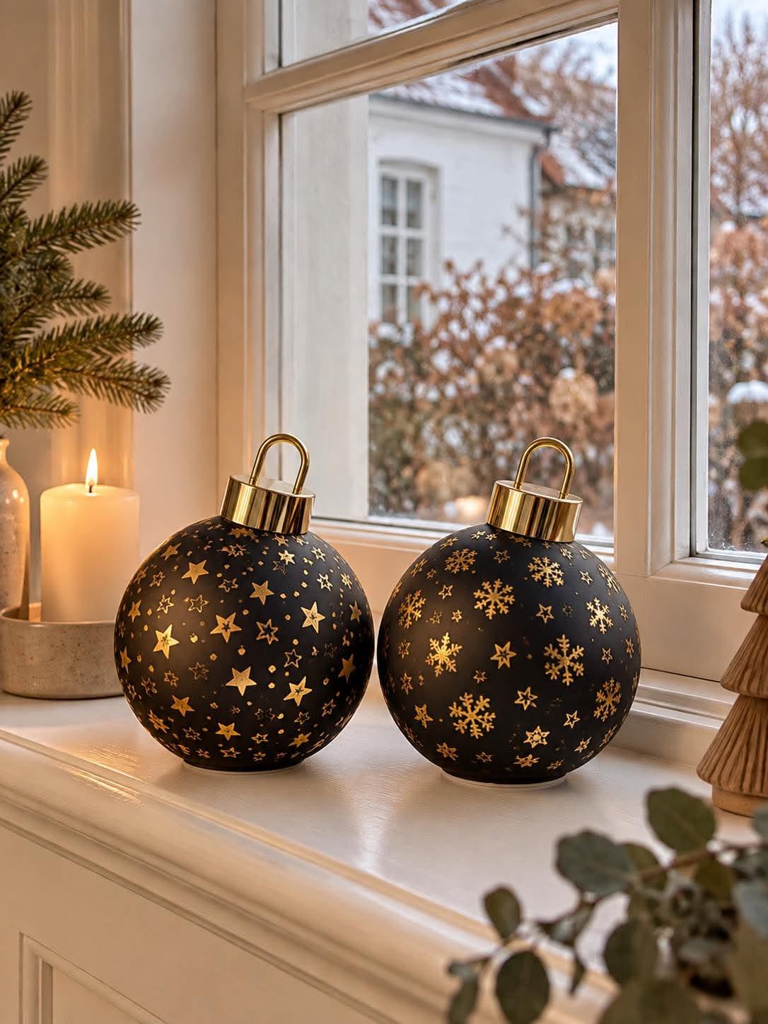Julekugle med lys MIX - Black