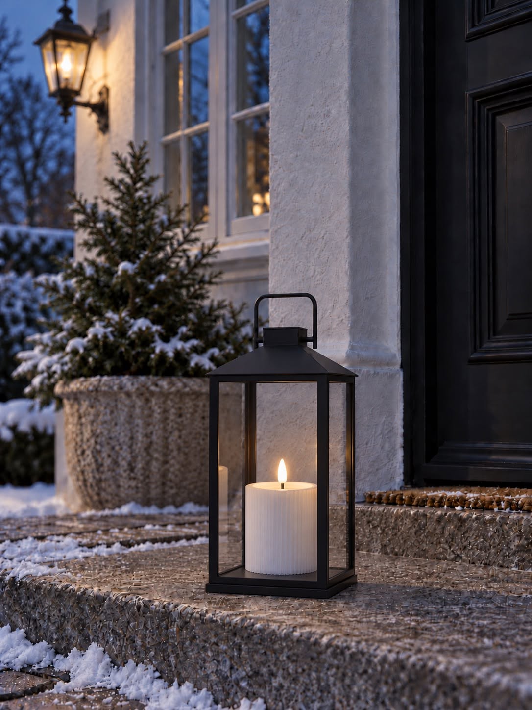 Utomhus LED-blockljus - Vit med räfflor 10 cm