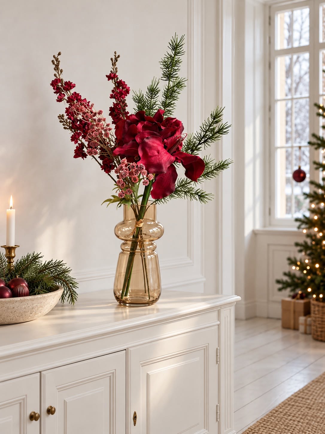 Julbukett med Amaryllis - Röd