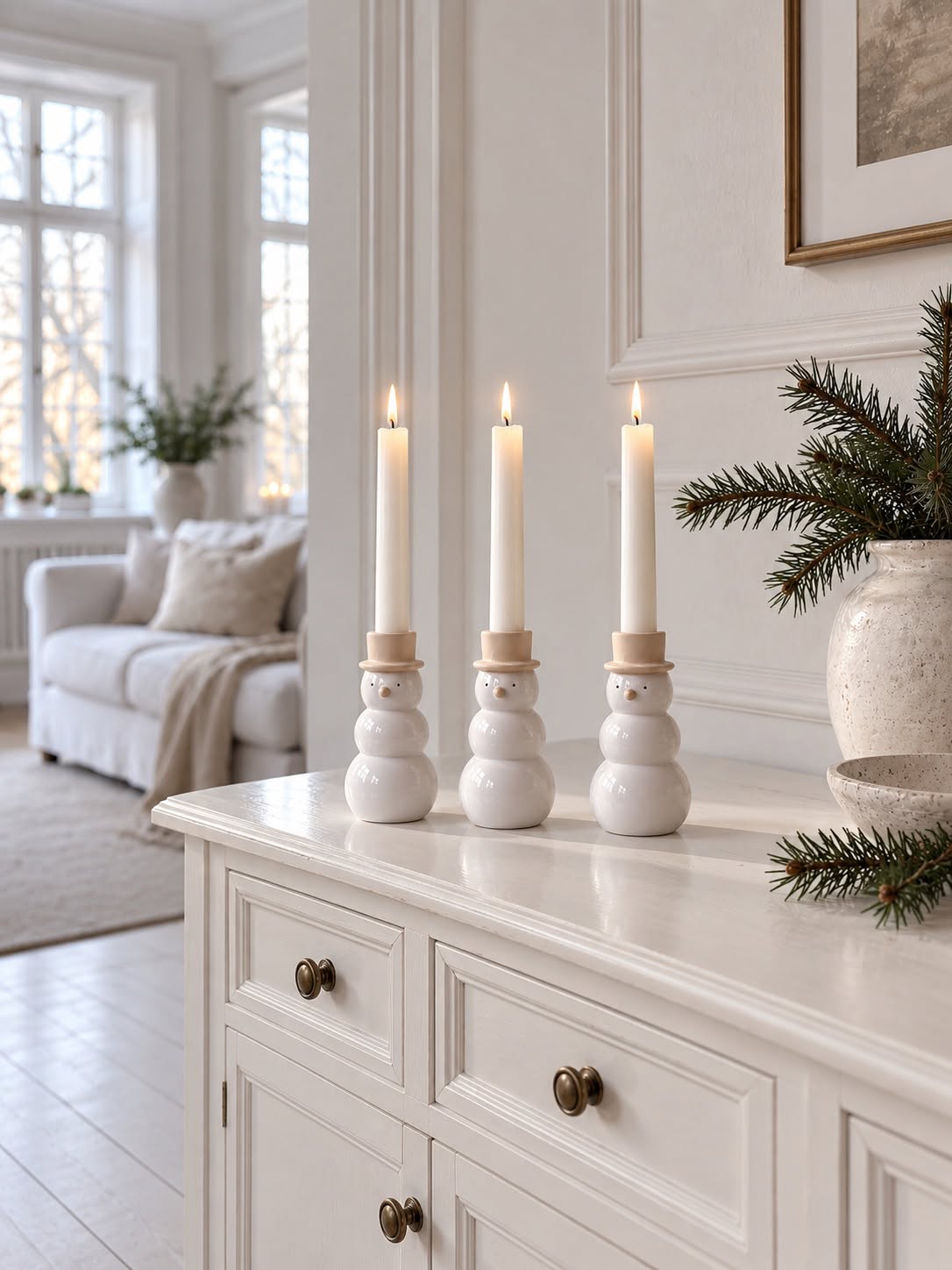 Lysestage snemand – Keramik