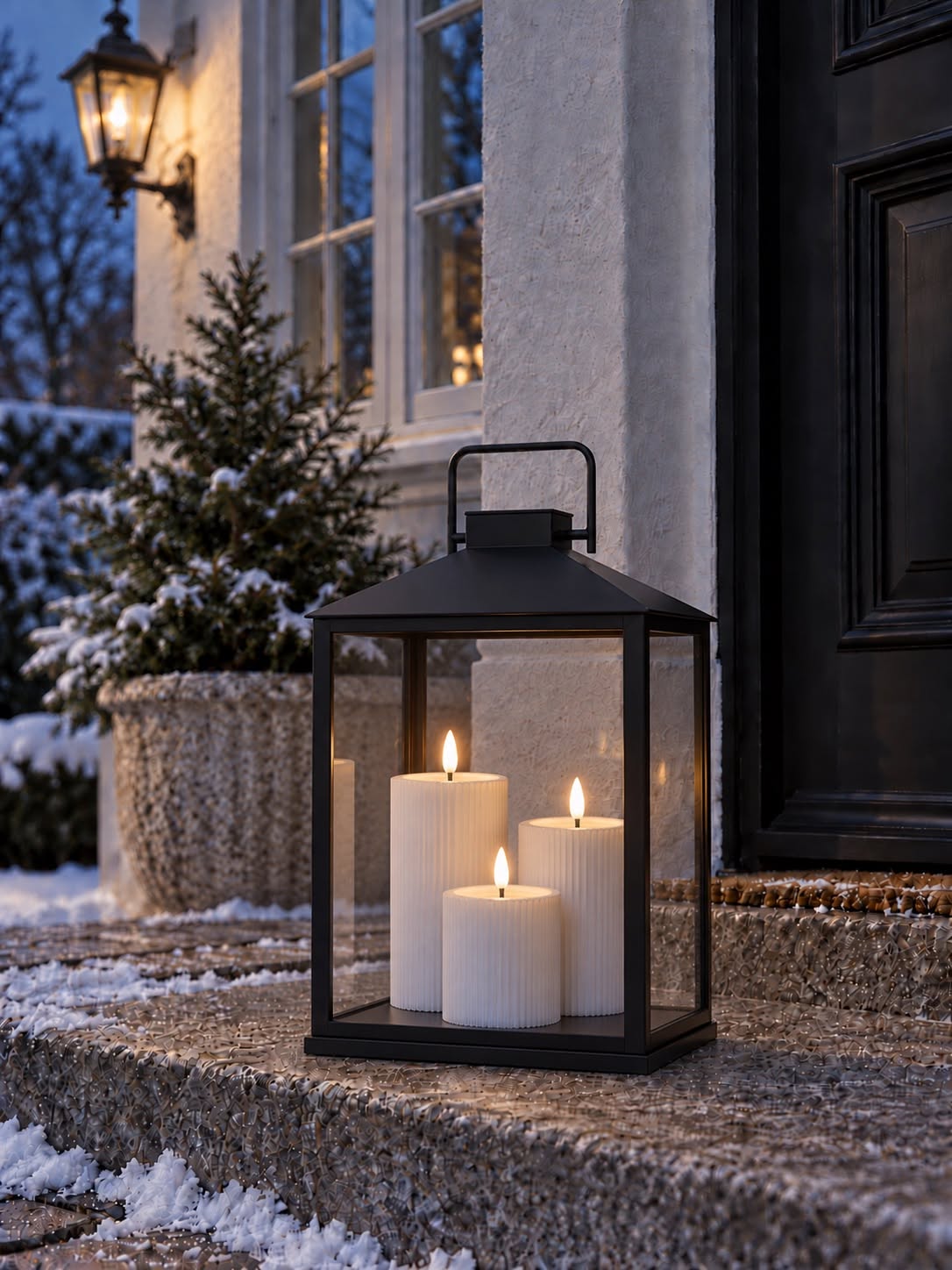 Utomhus LED-blockljus - Vit med räfflor 10 cm