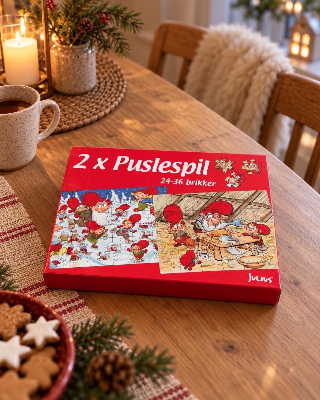Ask med 2 pussel – Jultema
