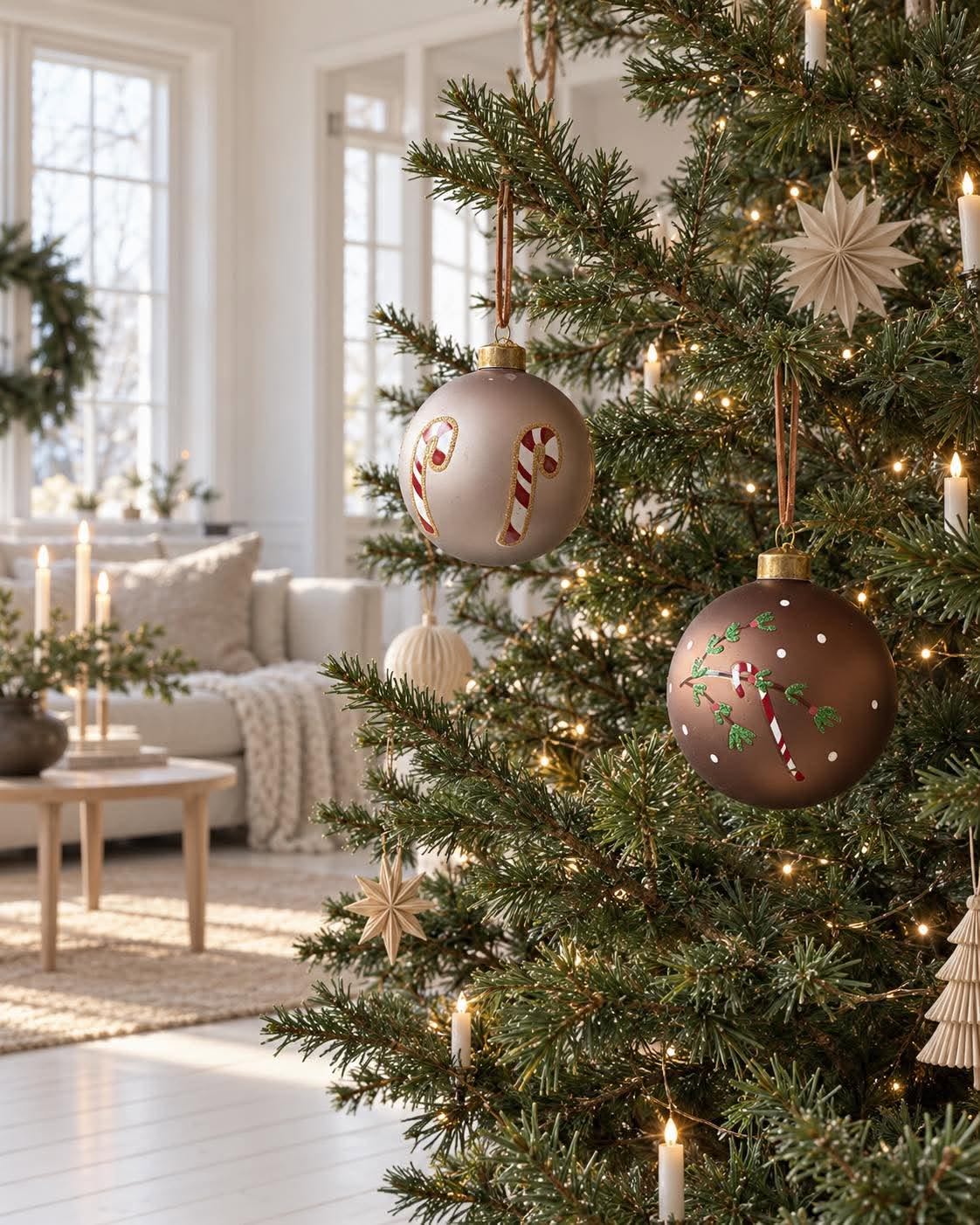 Julkulor - Set med 2 st – candy cane-motiv