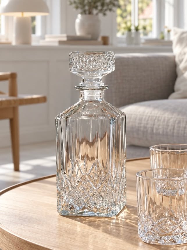 Glaskaraff med 4 glas – kristalldesign