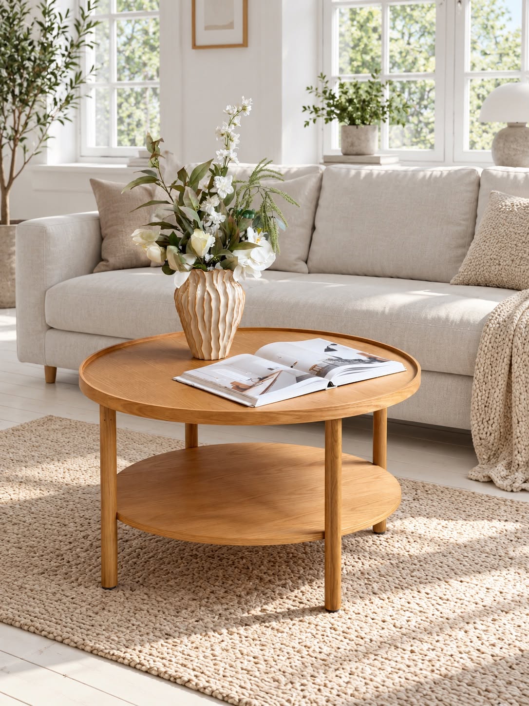 Soffbord med hylla – Ek och MDF