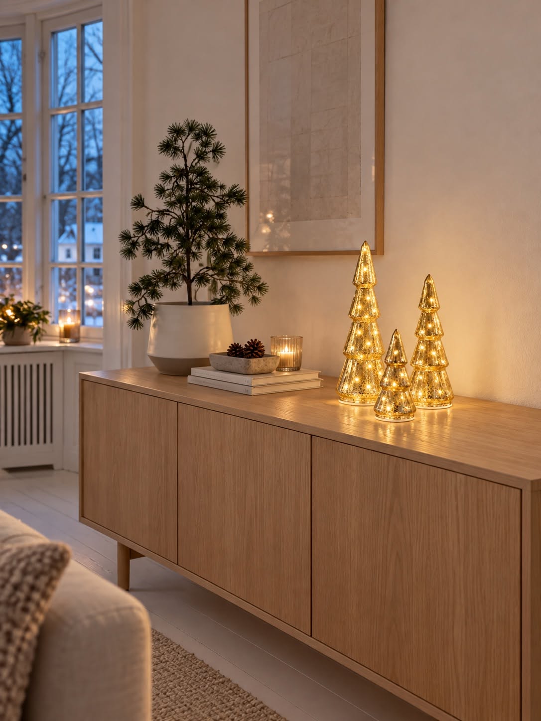 Julgranar med LED-ljus - Set med 3 storlekar