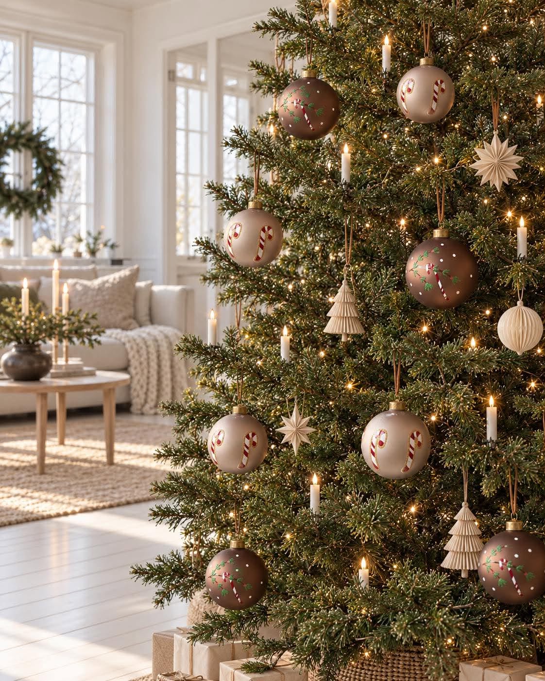 Julkulor - Set med 2 st – candy cane-motiv
