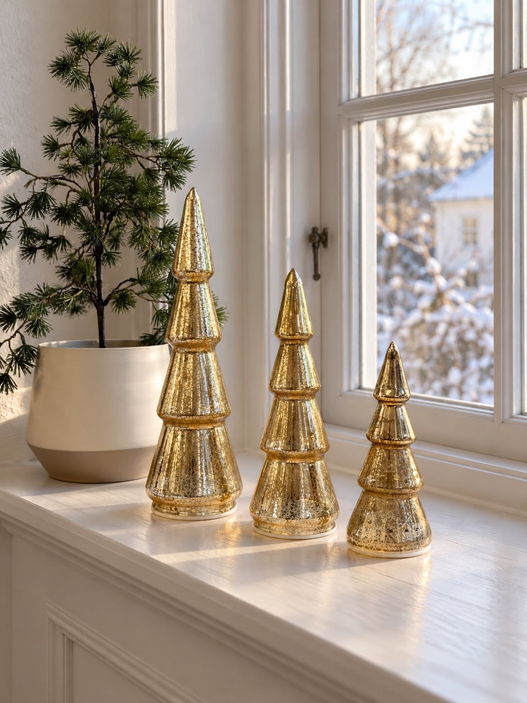Julgranar med LED-ljus - Set med 3 storlekar