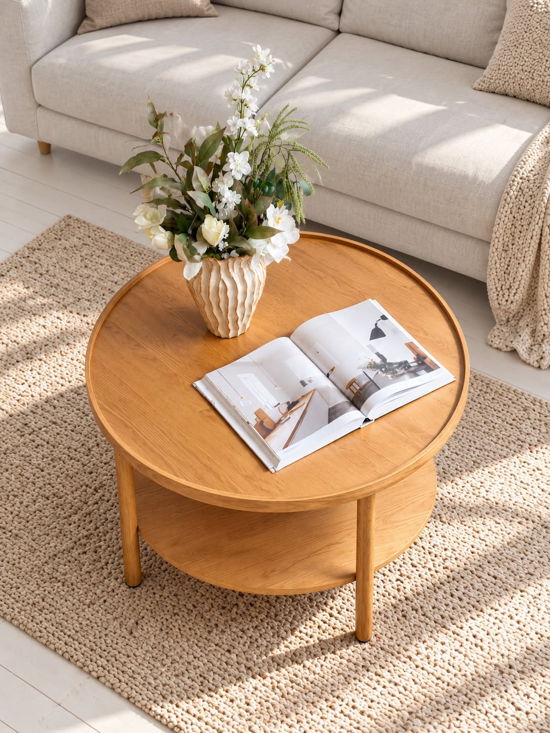 Soffbord med hylla – Ek och MDF