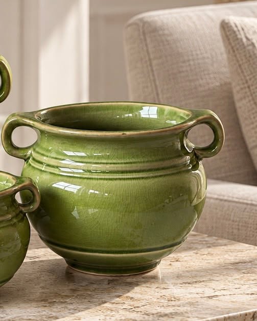Krukke Olive – Grön stengodskruka