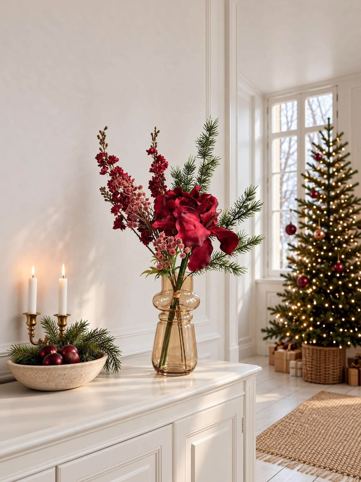Julbukett med Amaryllis - Röd
