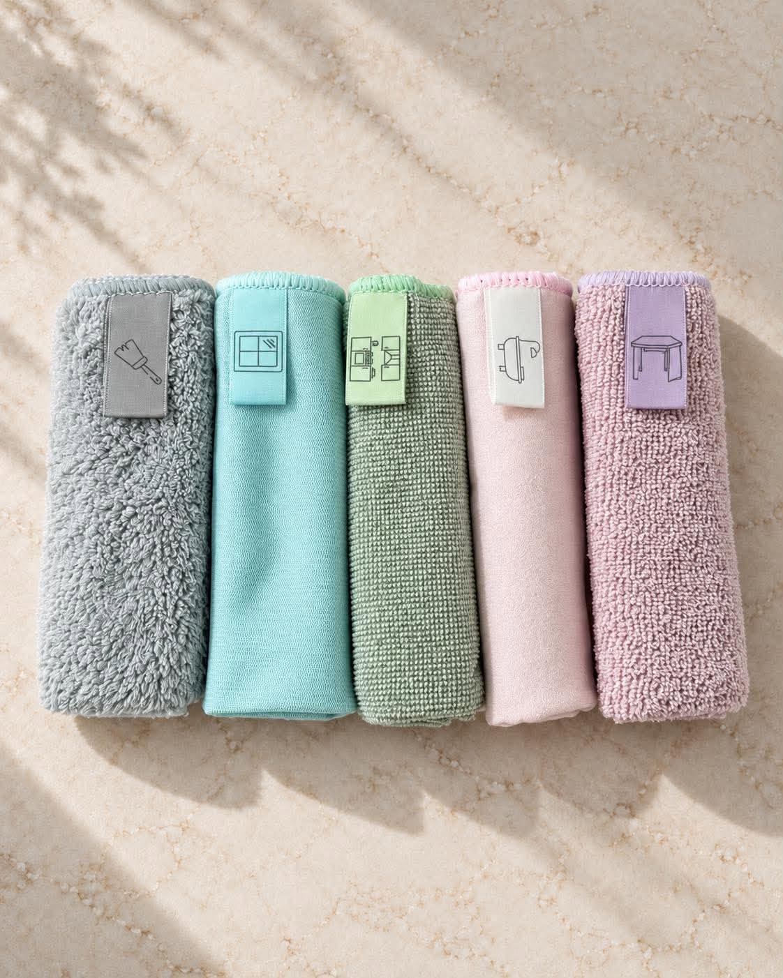 Set med 5 mikrofibertrasor – återanvändbara
