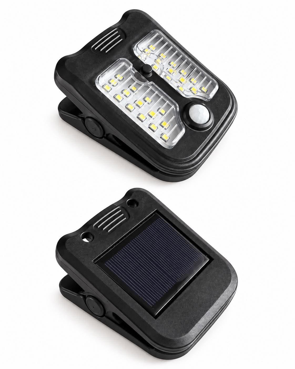 Clip-on-lampa med solcell och sensor
