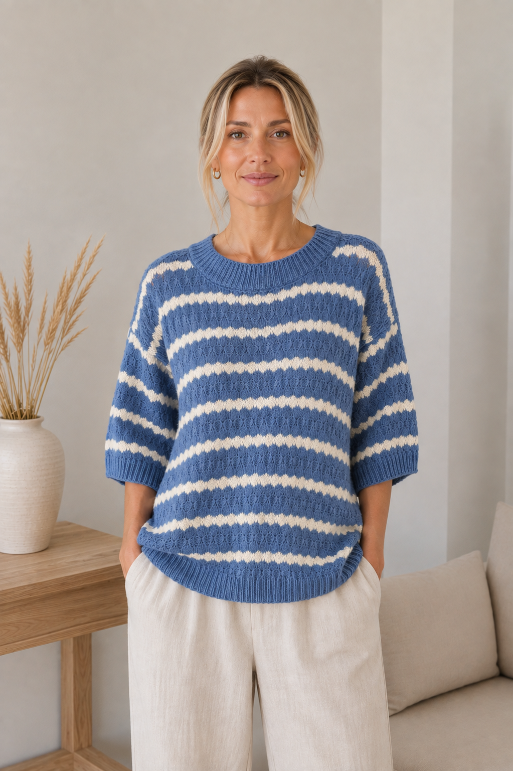 Stickad Nayeli - Jeans blue