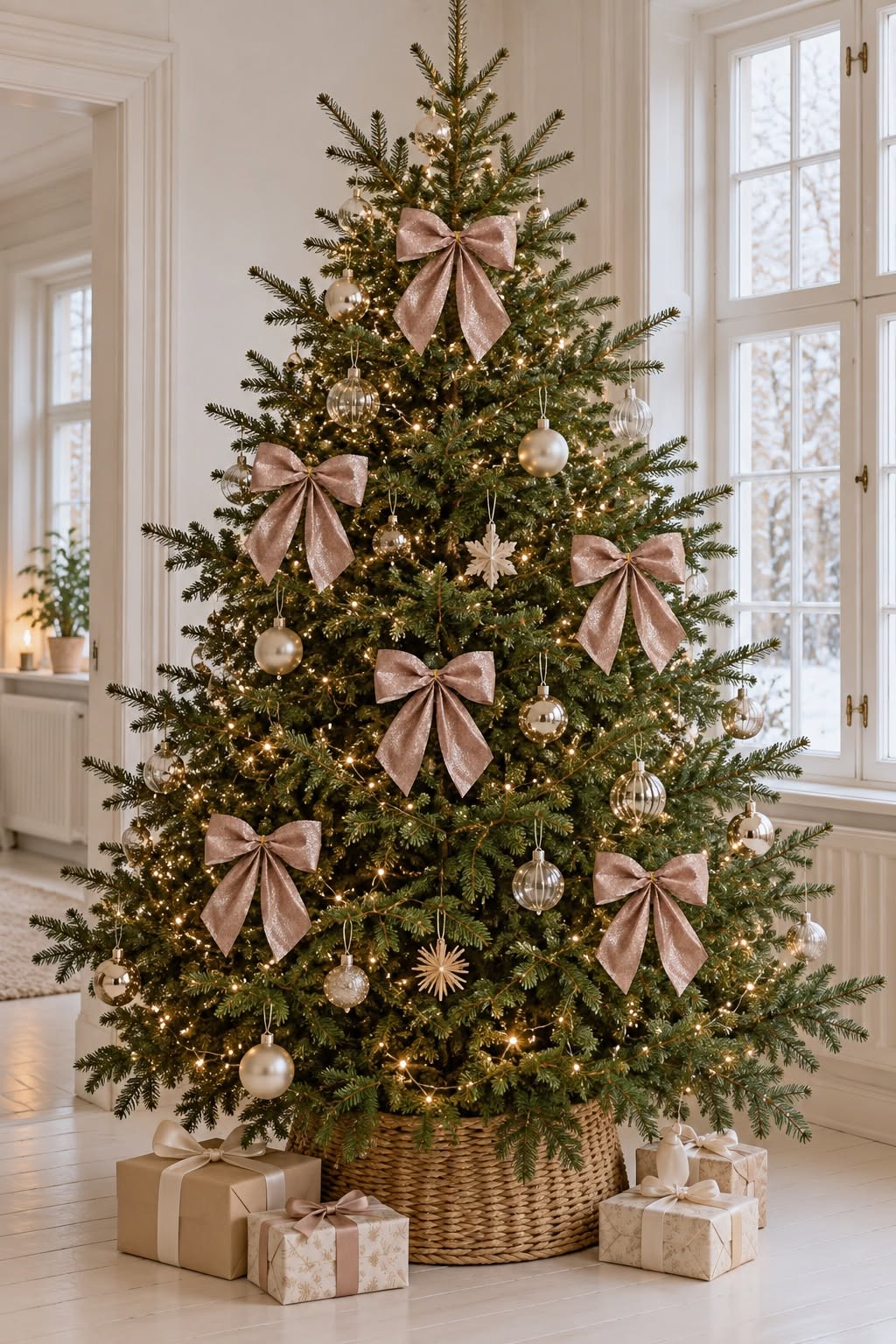 Förpackning med 6 rosetter - Rosa med glitter