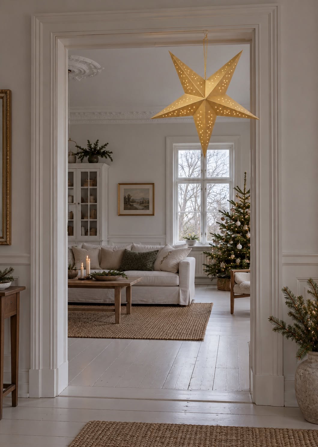 Stjerne 60 cm med LED lys - Guld