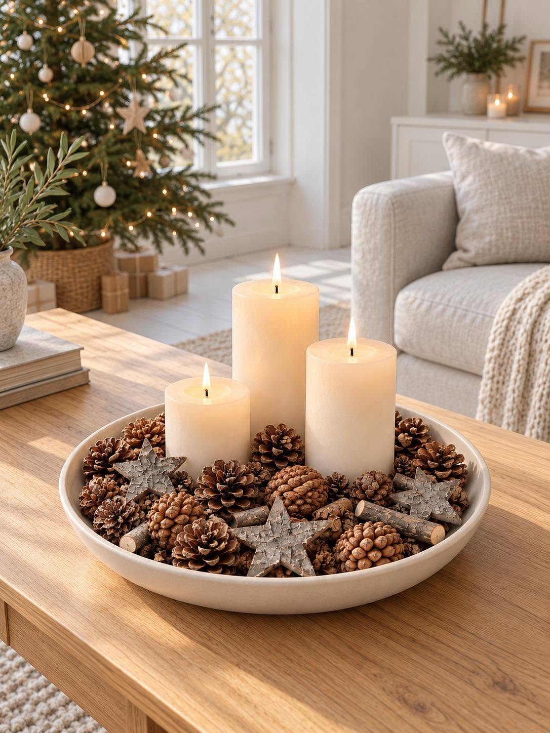 Dekorblandning med kottar, bark och stjärnor - 300 gram