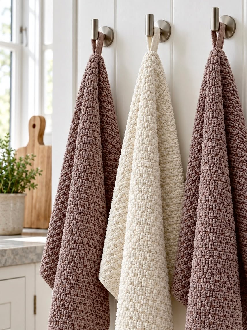 Kökshanddukar 3 st microfiber - Mokka
