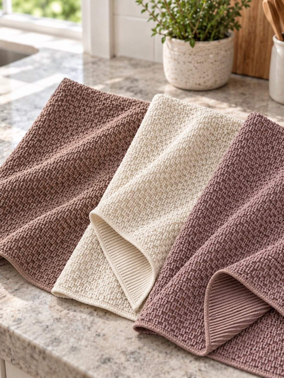 Kökshanddukar 3 st microfiber - Mokka