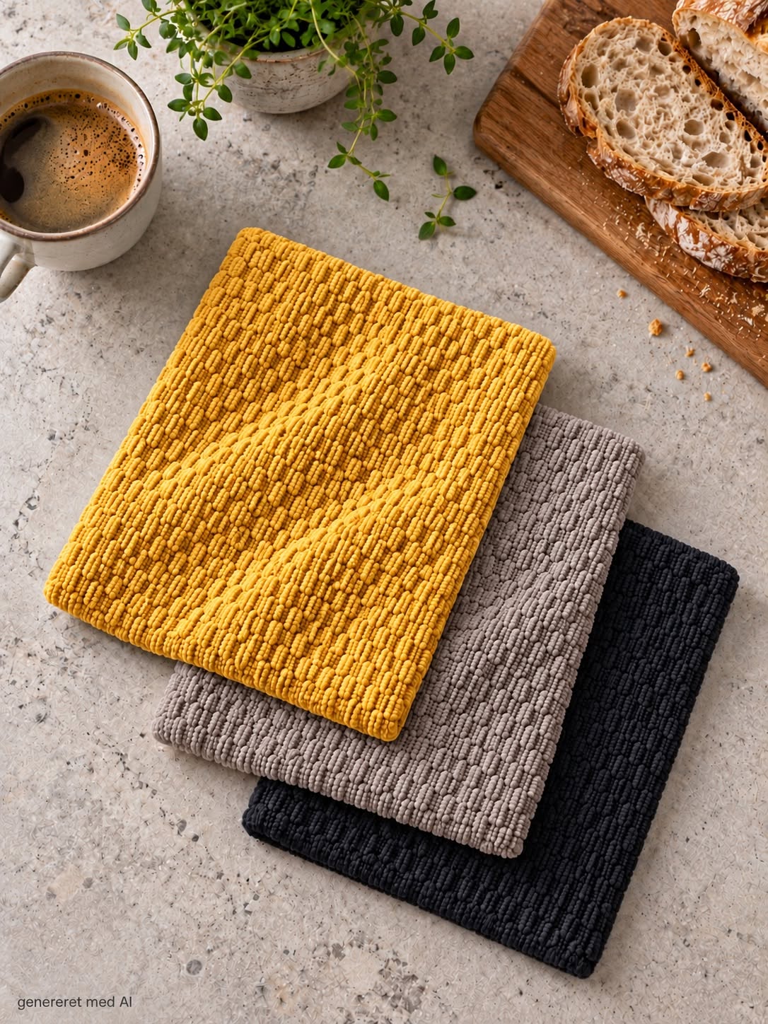 Diskduk mikrofiber våfflad - 3 st Mango