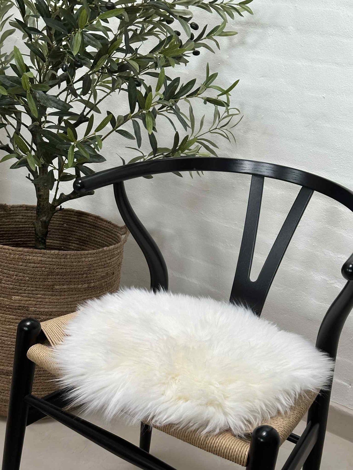 Sittdyna Ø 34 cm - Vitt lammskinn