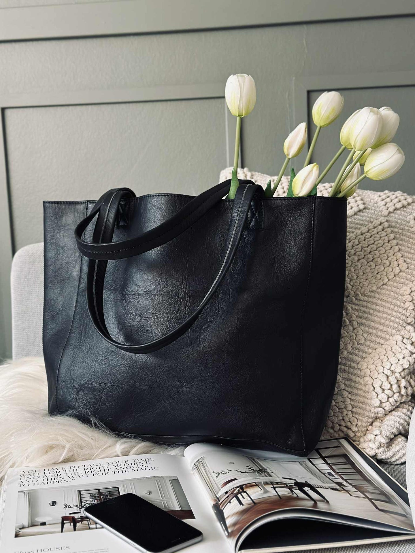 Shopper Anna - Svart läder