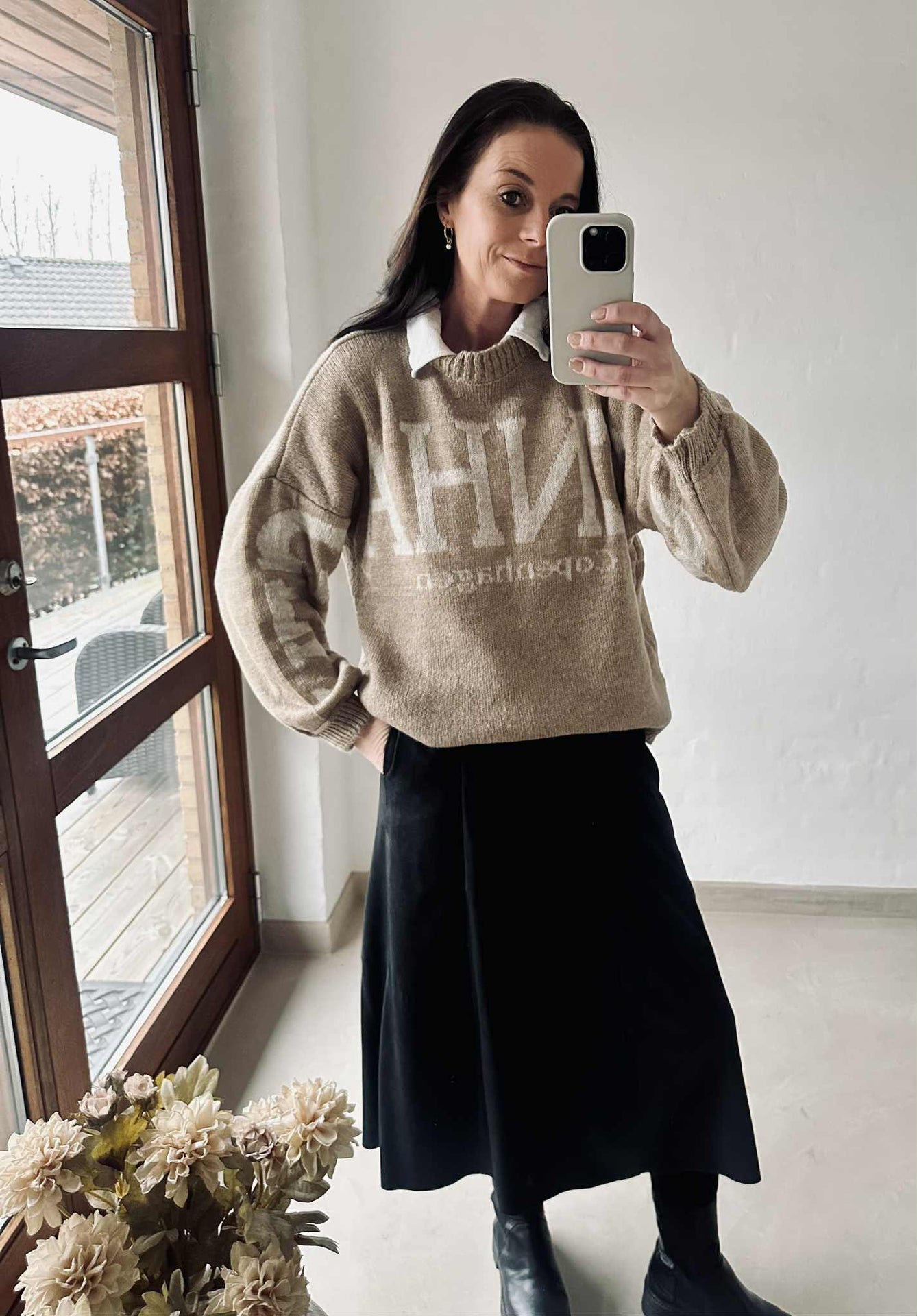 Stickad Aria Copenhagen - Fango / beige