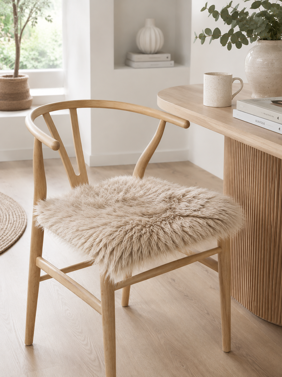 Sittskinn i fårskinn 40x40 - Linen