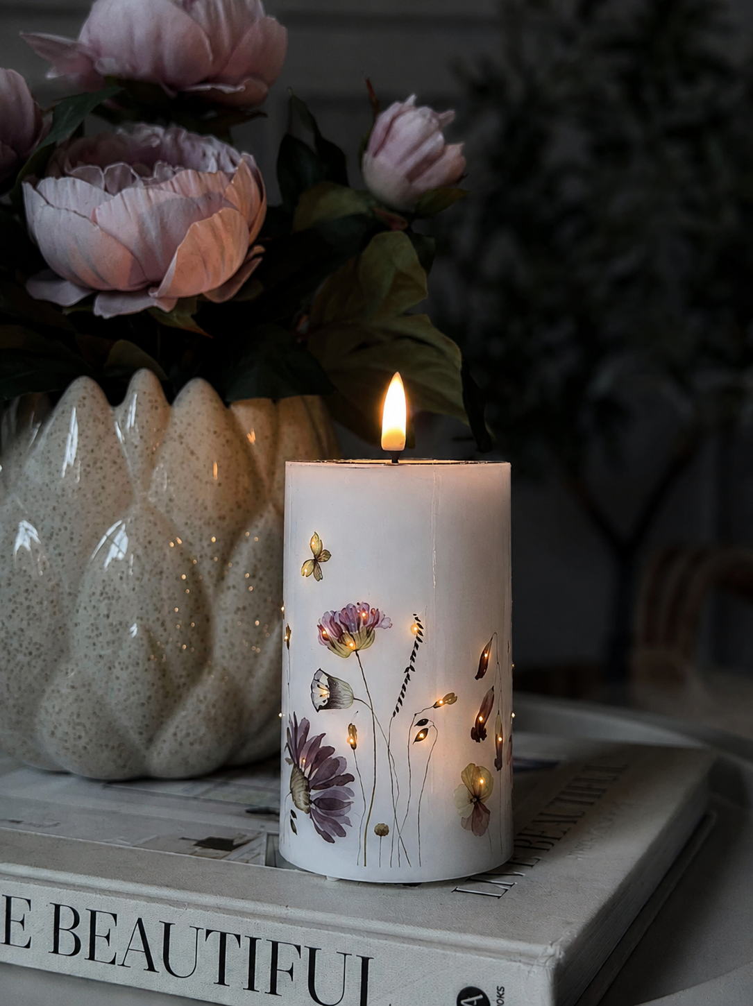 LED Blockljus Flower TWINKLE - 12,5cm