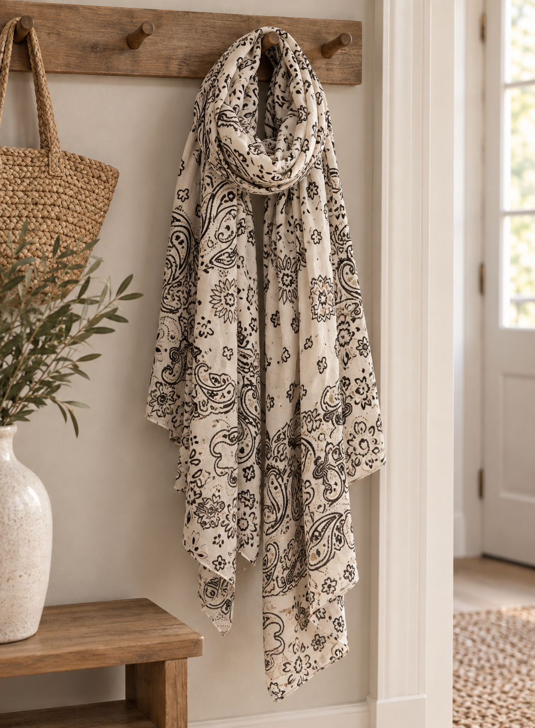 Sjal Viskos/ull - beige