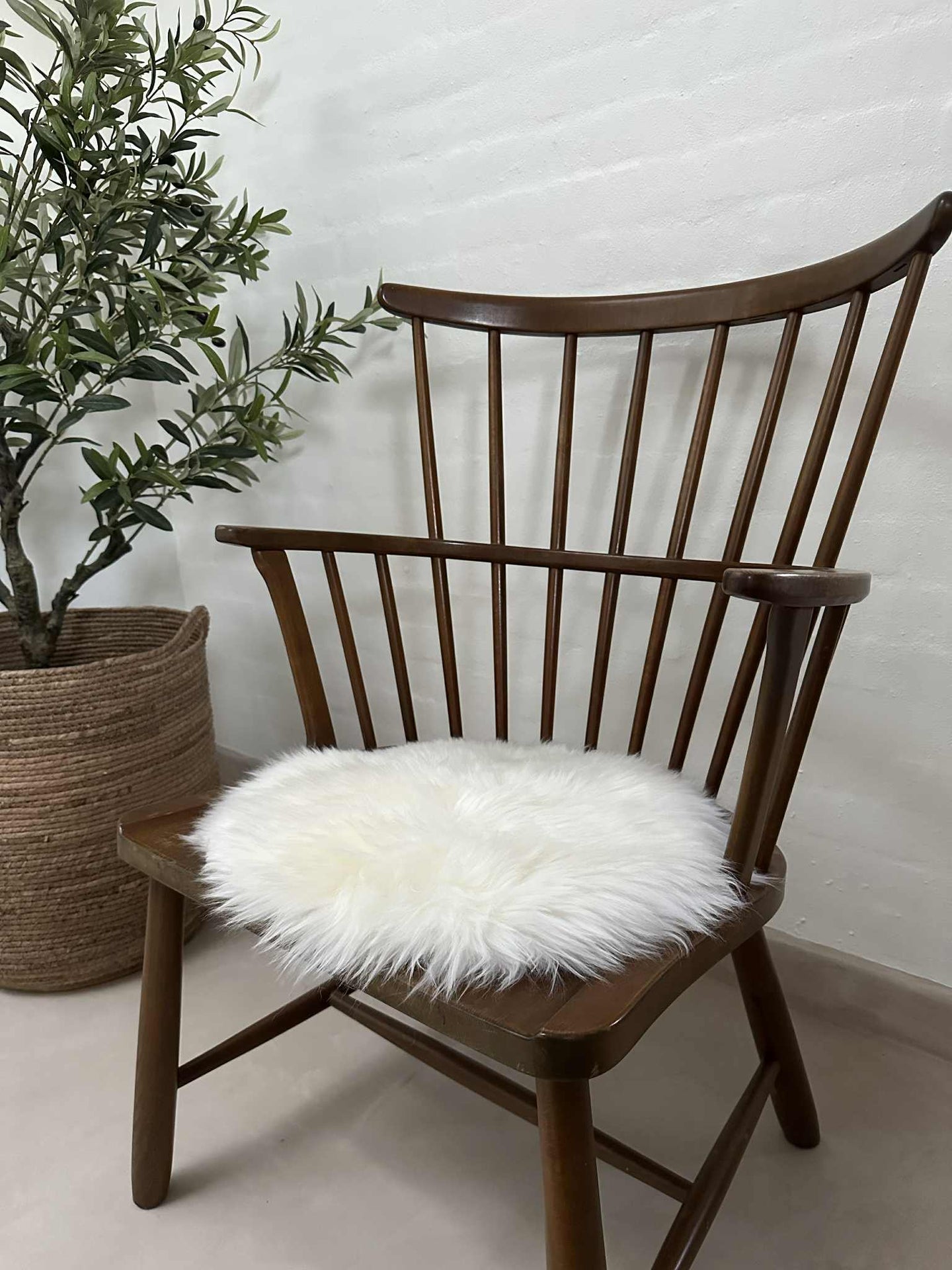 Sittdyna Ø 34 cm - Vitt lammskinn