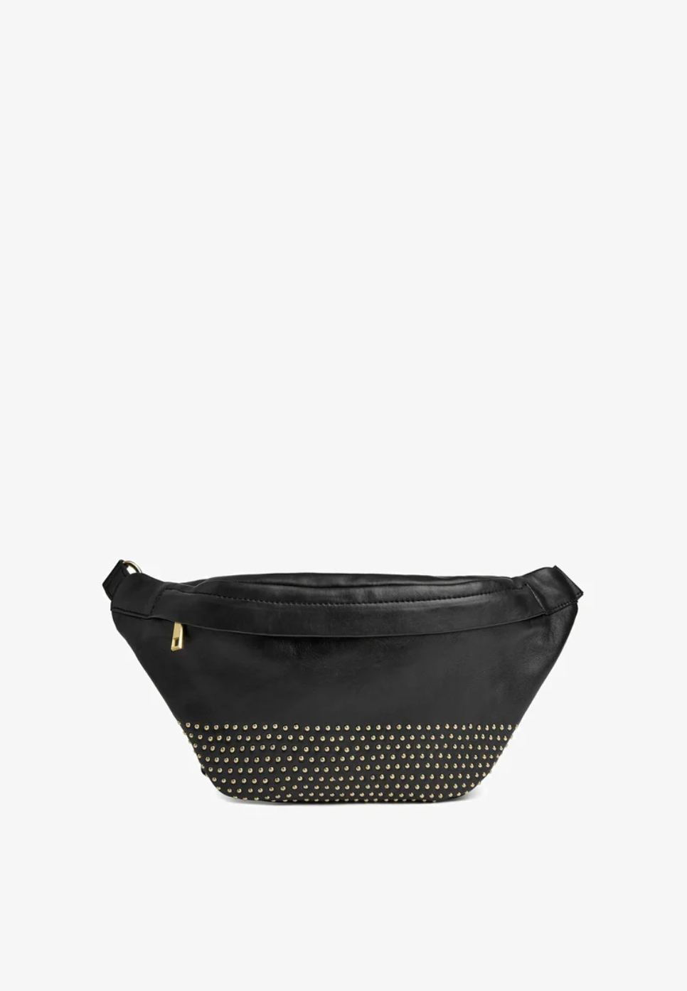 Bumbag med guld nitter – Sort læderlook