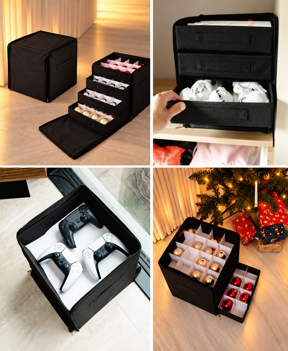 Förvaringsbox med indelade lådor – för julkulor