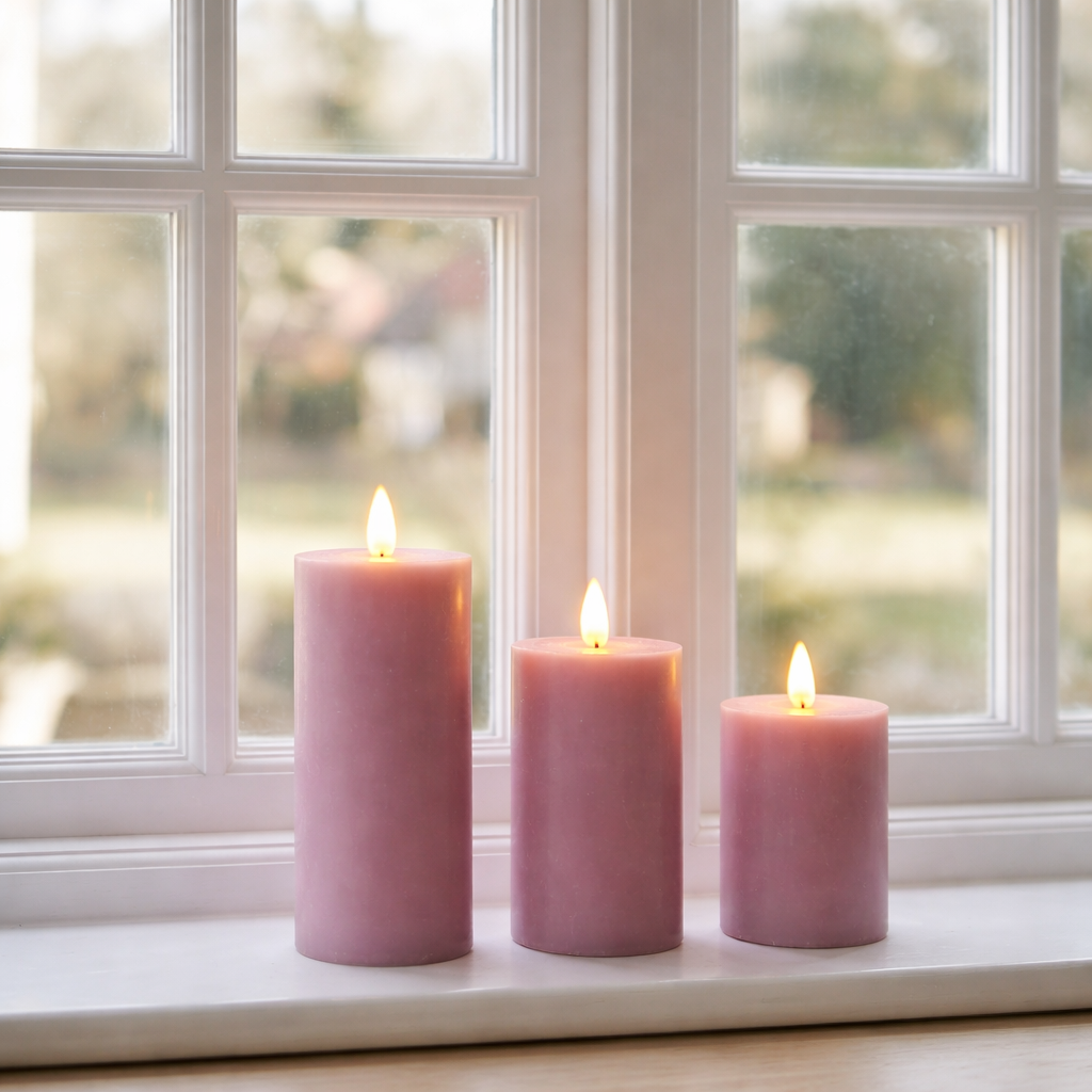 LED Blockljus / VIOLETT 3 st – inkl. fjärrkontroll