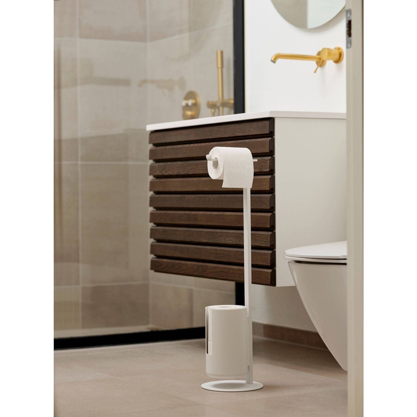 Fristående toalettpappershållare - Vit