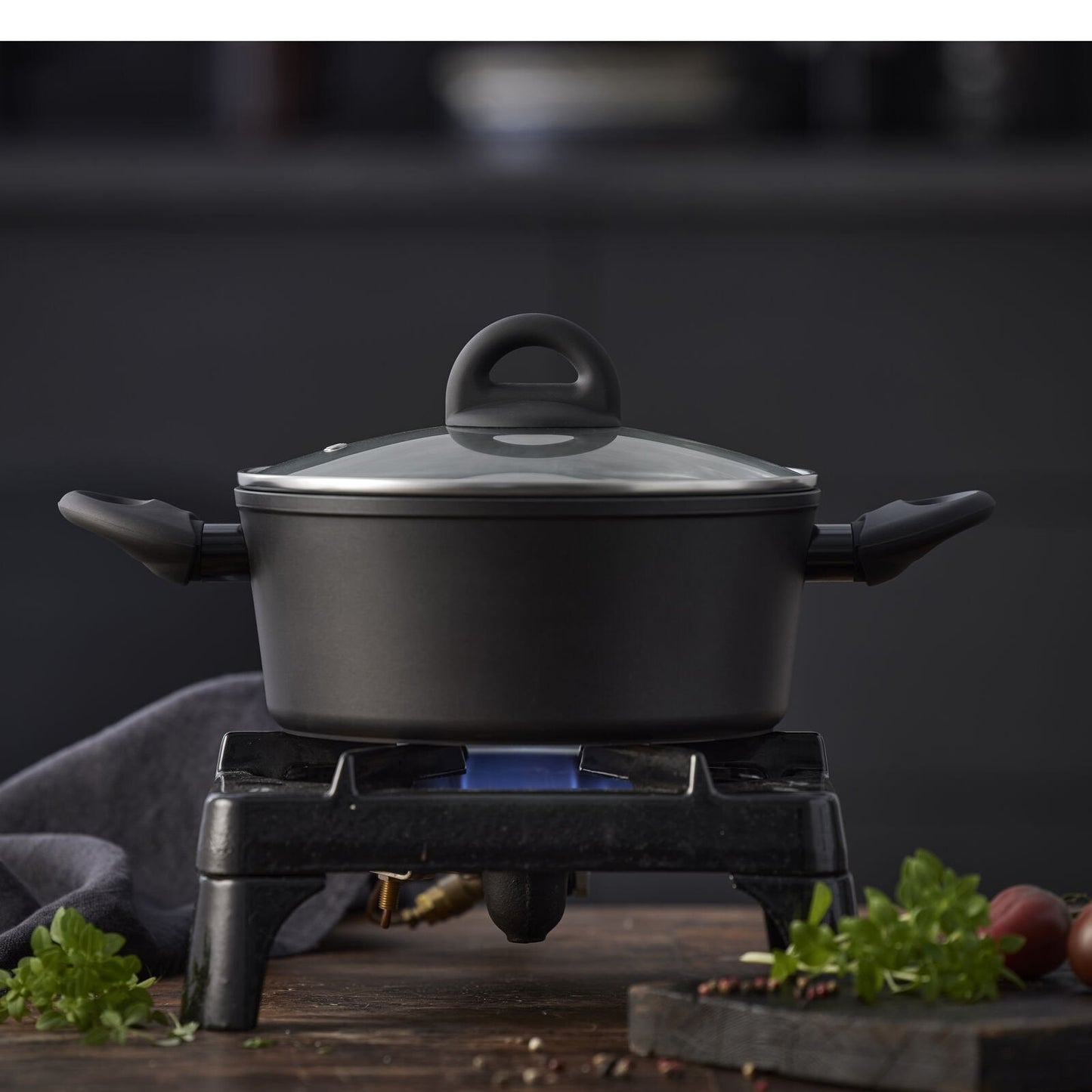 Kastrull - Med glaslock - Aluminium/keramisk beläggning