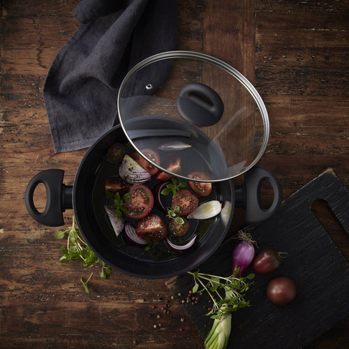 Kastrull - Med glaslock - Aluminium/keramisk beläggning