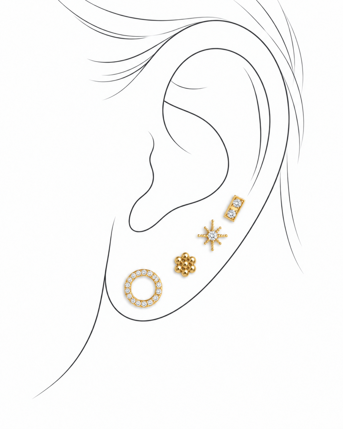 Örhängen mix 4 st - förgylld sterling silver