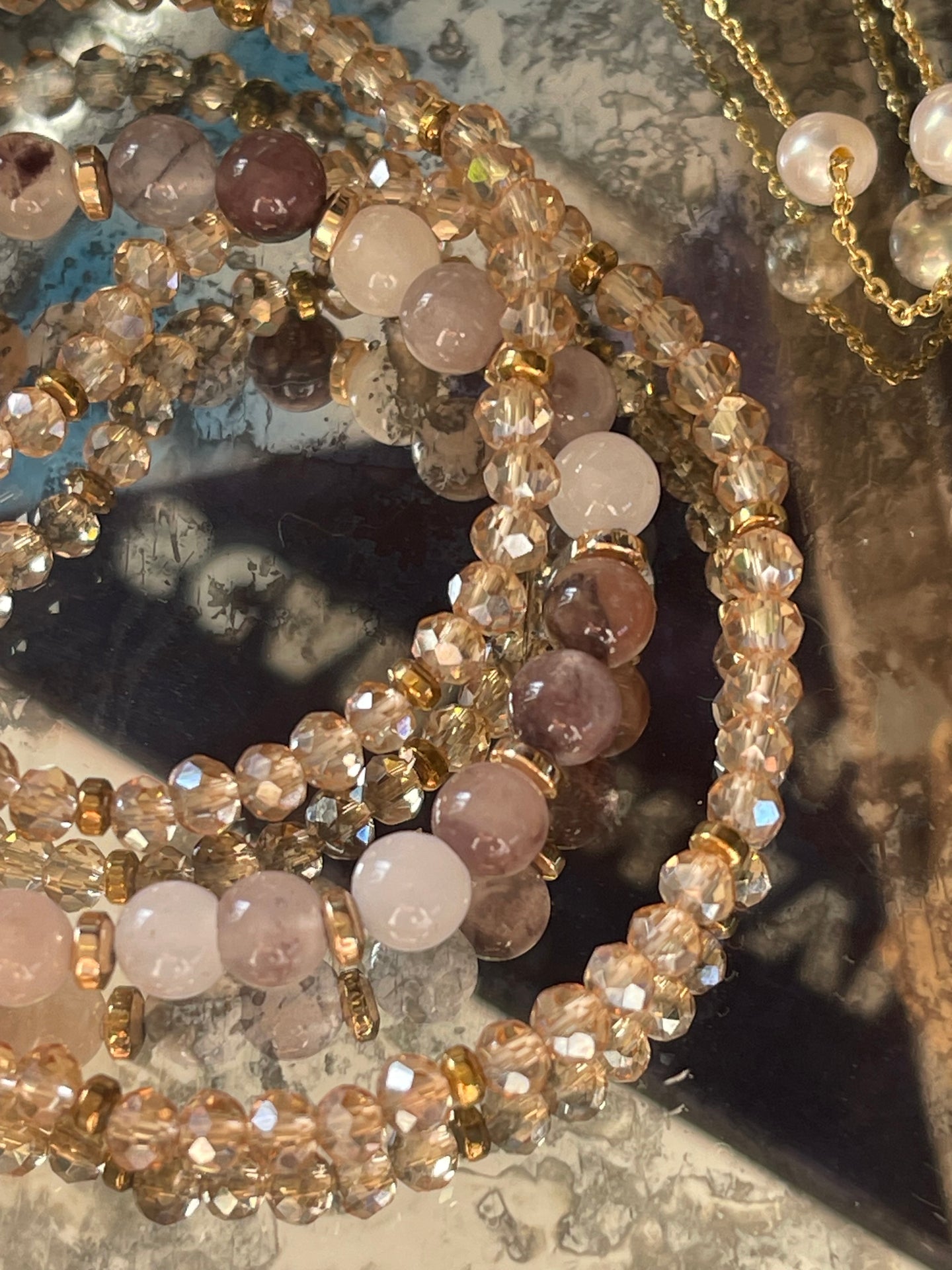 Armband Luna Blush Mix / Natur – Set med 3 st