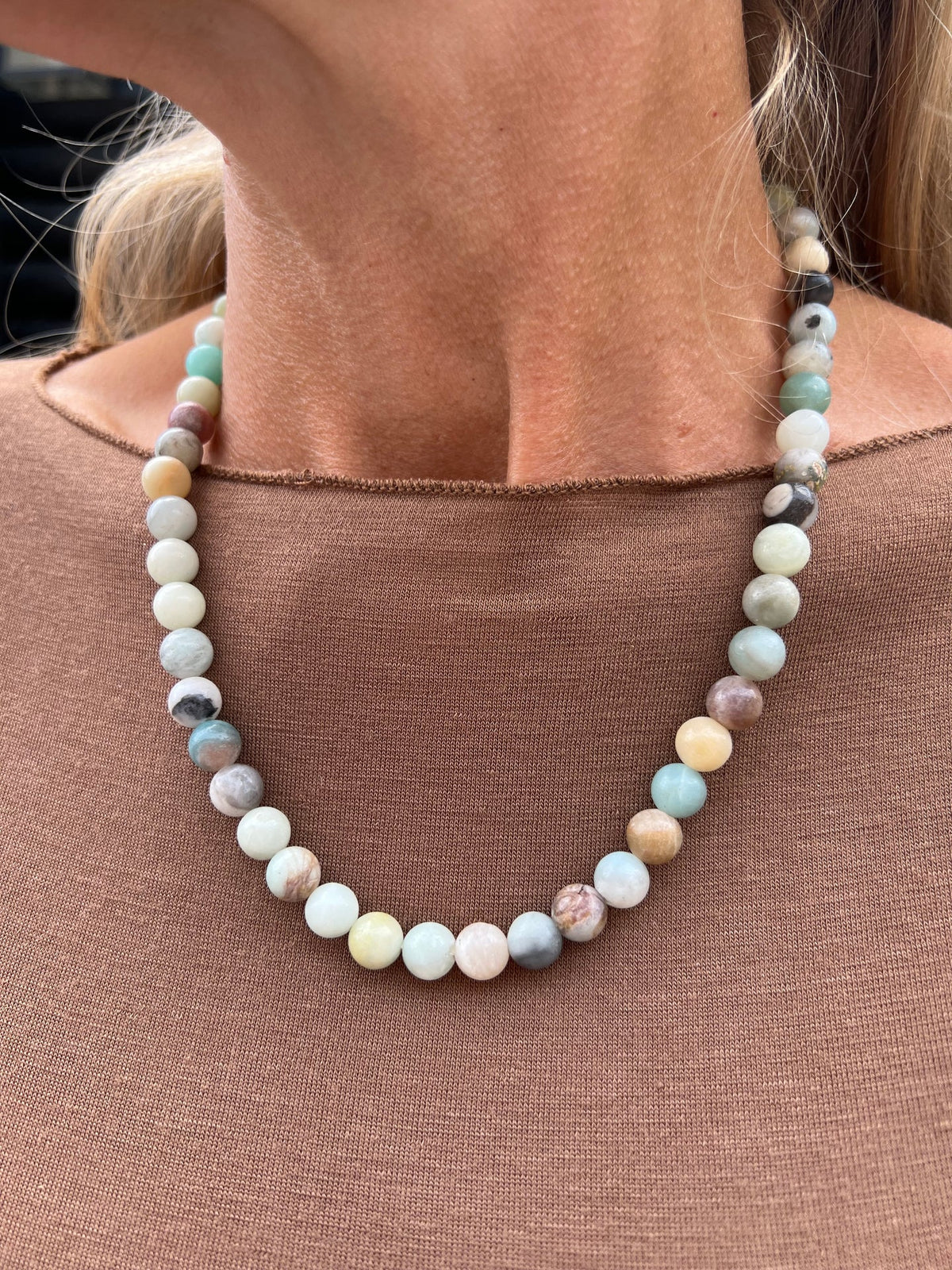 Halsband Mary Natur/Aqua Mix